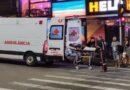 ambulância socorrendo vítima de atropelamento