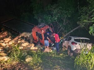 Acidente entre caminhão e carro deixa dois feridos na BR 459, em Caldas-MG