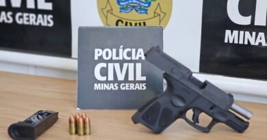 arma usada em um homicídio de um homem de 30 anos em um condomínio na zona rural entre Caldas e Poços de Caldas