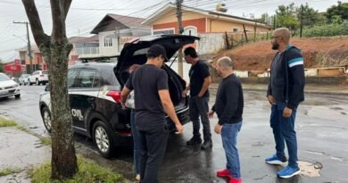 equipe da policia civil de Poços de Caldas durante cumprimento de mandados de prisão