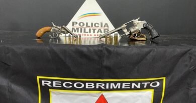 armas apreendidas durante ocorrência de violência doméstica em Poços de Caldas-MG