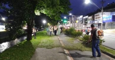 corte noturno de vegetação na Avenida João Pinheiro em Poços de Caldas-MG