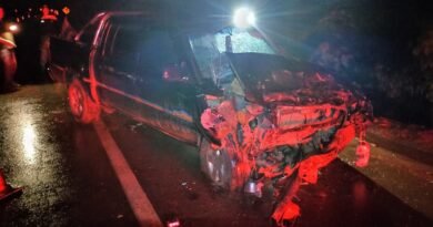 caminhonete envolvida em acidente na BR 459 em Caldas-MG