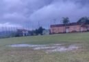 Gramado do Campo São José alagado devido à chuva em Poços de Caldas-MG