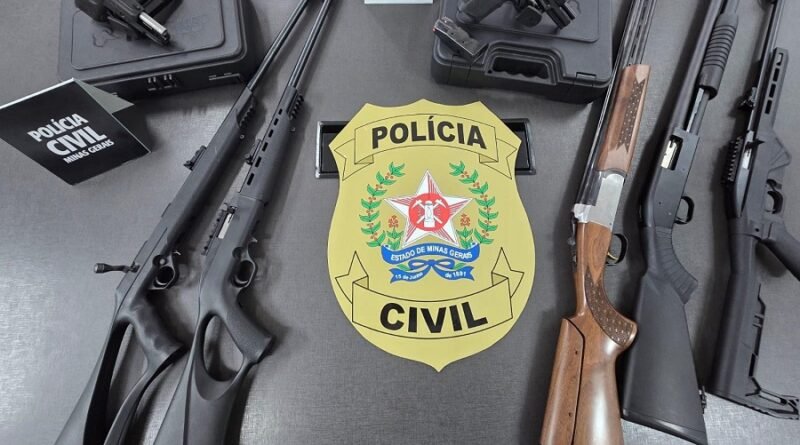 Armas apreendidas pela Policia Civil e que estão relacionadas a crimes de violência doméstica