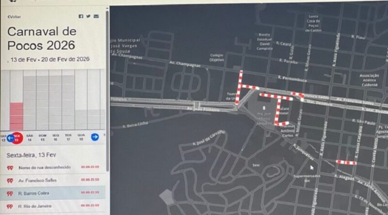 ferramenta do waze que vai orientar o motorista sobre interdições em Poços de Poços de Caldas-MG