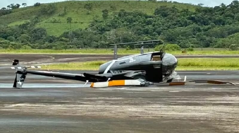 helicóptero que caiu após tentativa de furto no aeroporto de Caxambu(MG)
