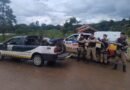 equipes da PM durante a prisão de foragidos da justiça em Andradas-MG