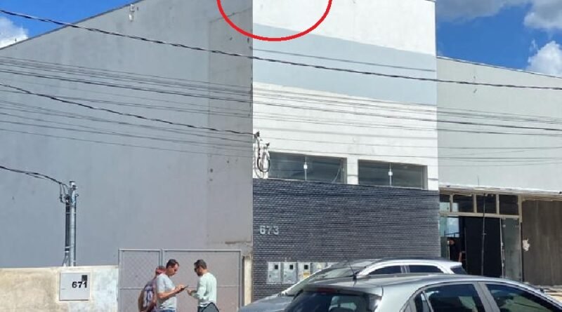 prédio onde pintor caiu após receber uma descarga elétrica