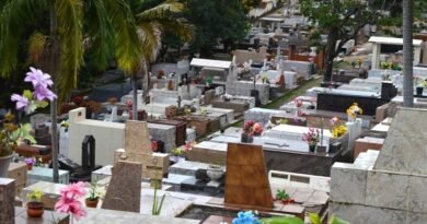 túmulos no cemitério da Saudade em Poços de Caldas