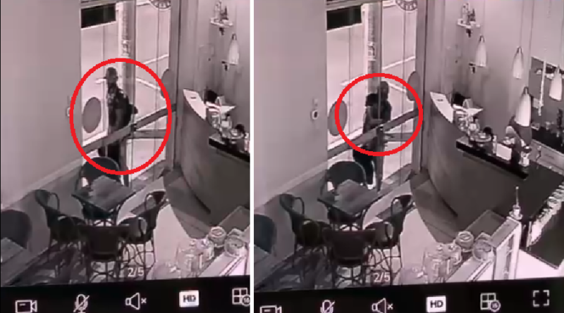 ladrão invadindo cafeteria em Andradas