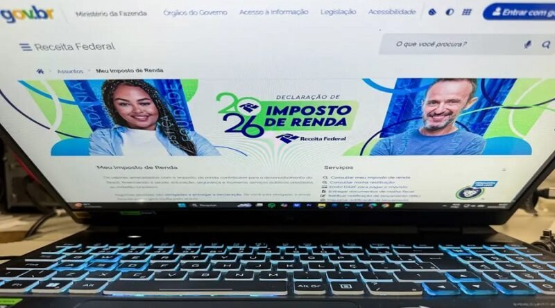 tela de computador no site da Receita Federal com conteúdo sobre o imposto de renda 2026