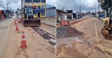 obra de rede de água do novo presídio na zona sul de Poços de Caldas