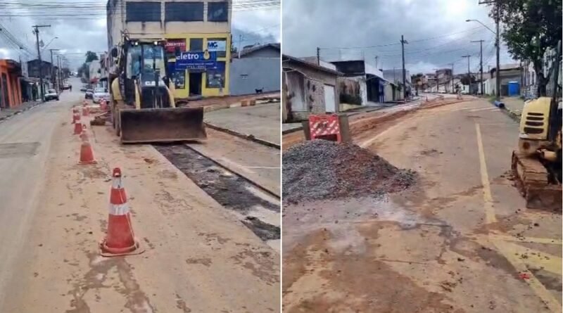 obra de rede de água do novo presídio na zona sul de Poços de Caldas
