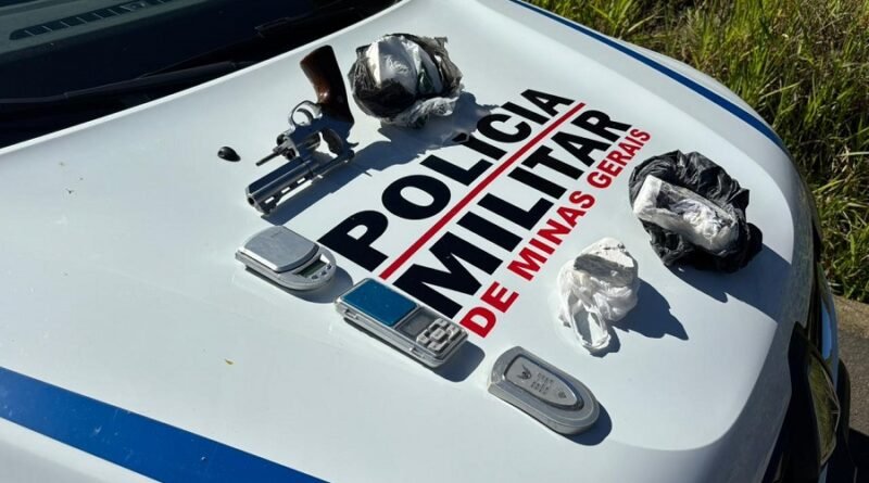 arma usada em tentativa de homicídio e droga apreendida pela PM na zona sul de Poços de Caldas -MG
