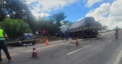 carro e carreta envolvidos em acidente fatal na BR 146 em Muzambinho