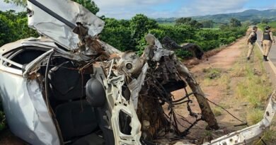 carro capotado após acidente na mg 179 em Alfenas