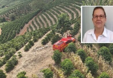 viatura do Corpo de Bombeiros durante buscas por uma farmacêutica desaparecida na zona rural de Campestre