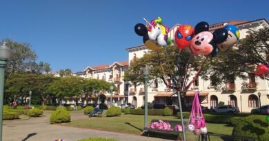 Previsão do tempo em Poços de Caldas-MG Praça Pedro Sanches e balões coloridos