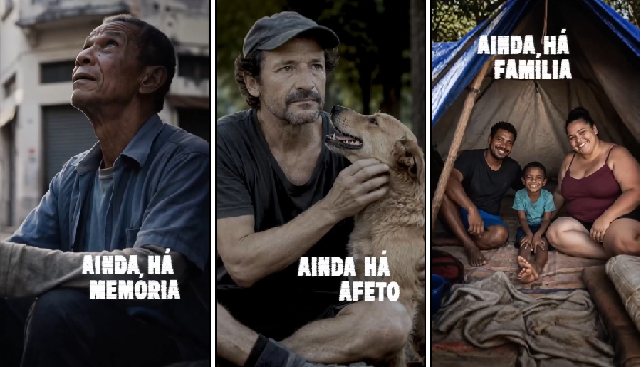 atores representando moradores de rua